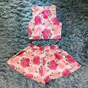 *SOLD* Missguided White & Pink Floral Shorts Matching Set
